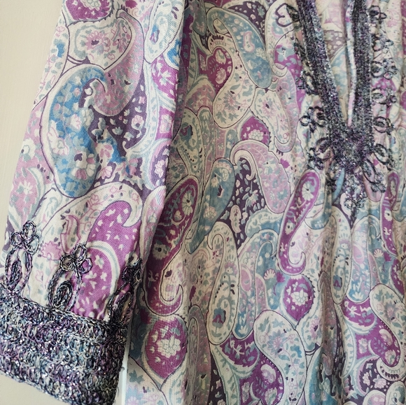 Calypso Purple and Blue Paisley Cotton Cover Up - Picture 6 of 10